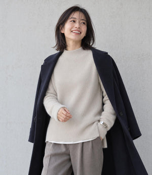 裏シャギーモックネックニット
