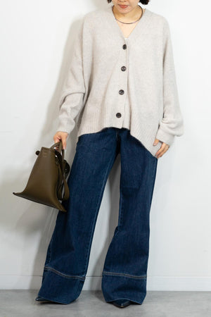 FOX混Vネックボクシーカーディガン