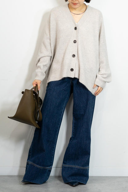 FOX混Vネックボクシーカーディガン