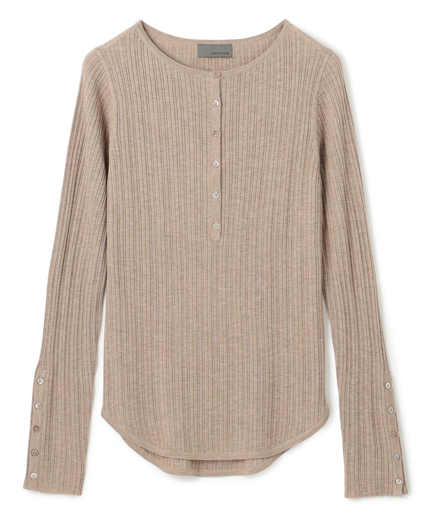 ハイゲージニット ヘンリーネックトップス