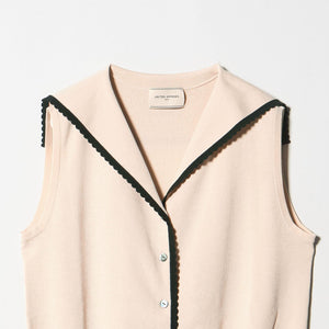 スカラップ セーラー ノースリーブ ニット ウォッシャブル