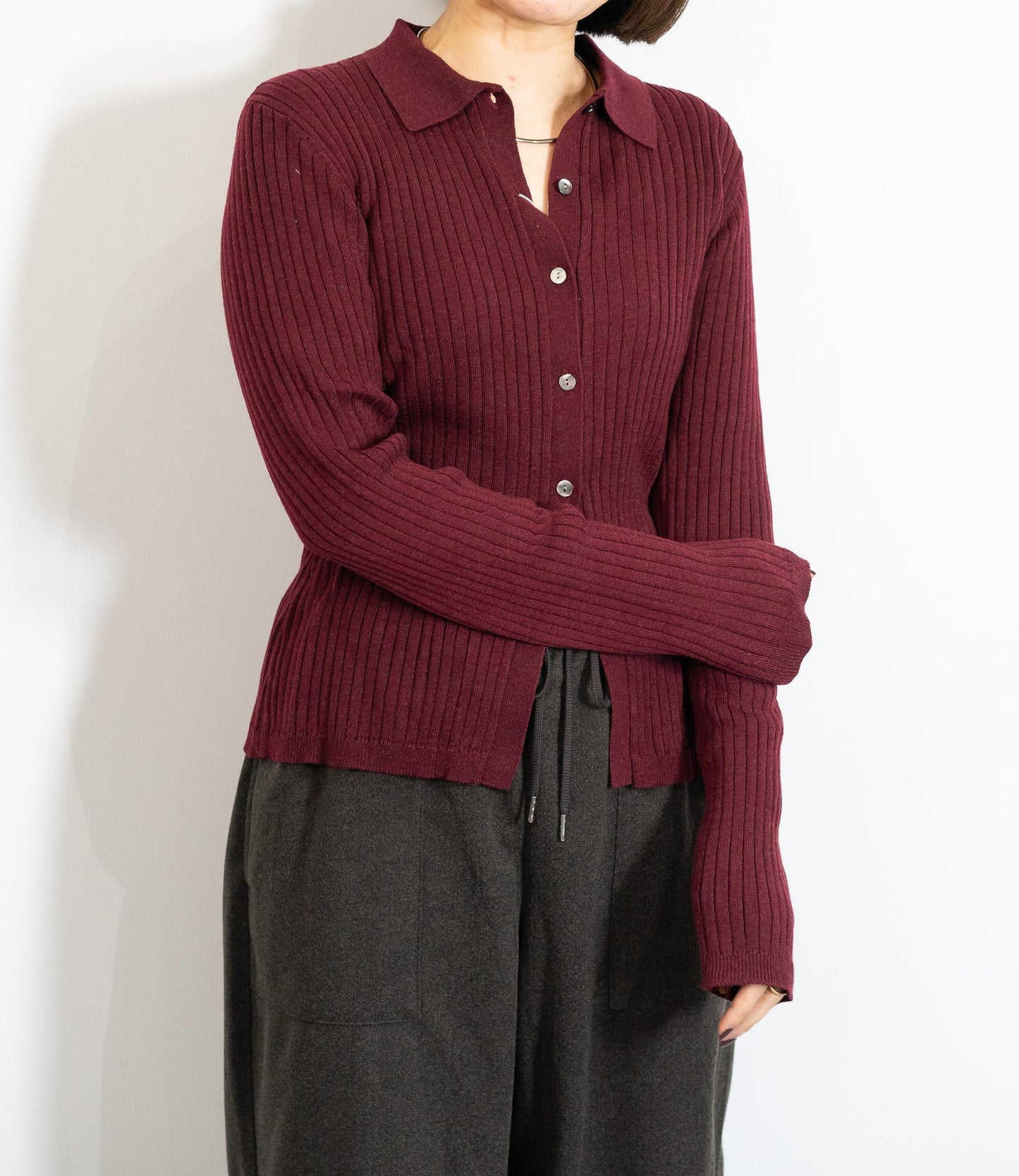 襟付きスリムニット
