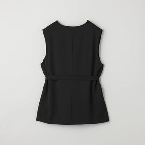 【WEB限定 Wardrobe DAILY MINIMAL】ダブルクロス リボンベルトジレ -ウォッシャブル-