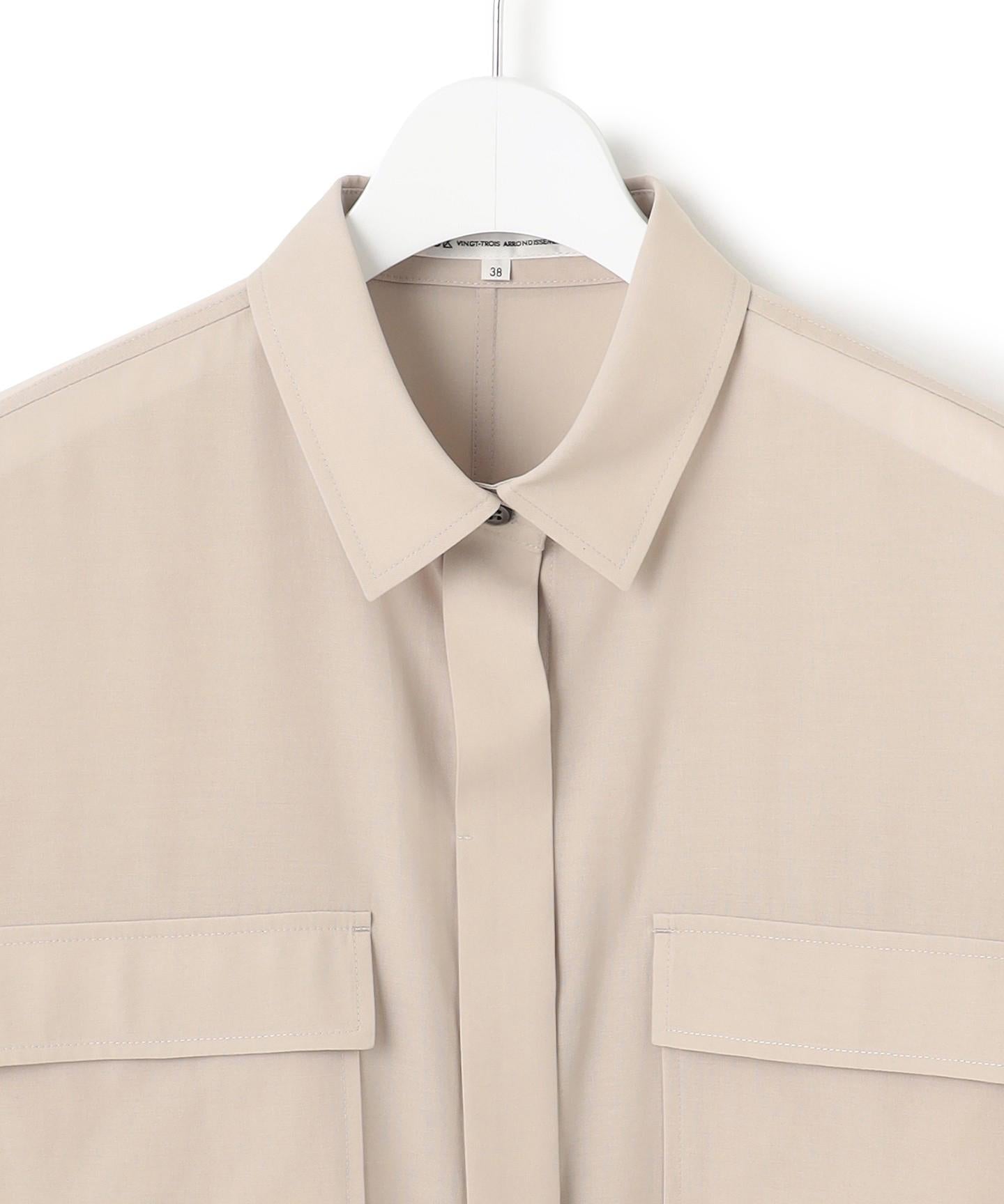 ライトシアーマットクロス ミリタリーディティール シャツ