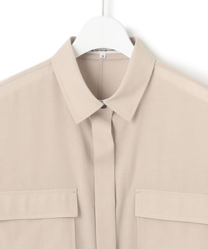 ライトシアーマットクロス ミリタリーディティール シャツ