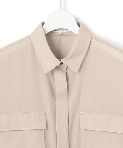 ライトシアーマットクロス ミリタリーディティール シャツ