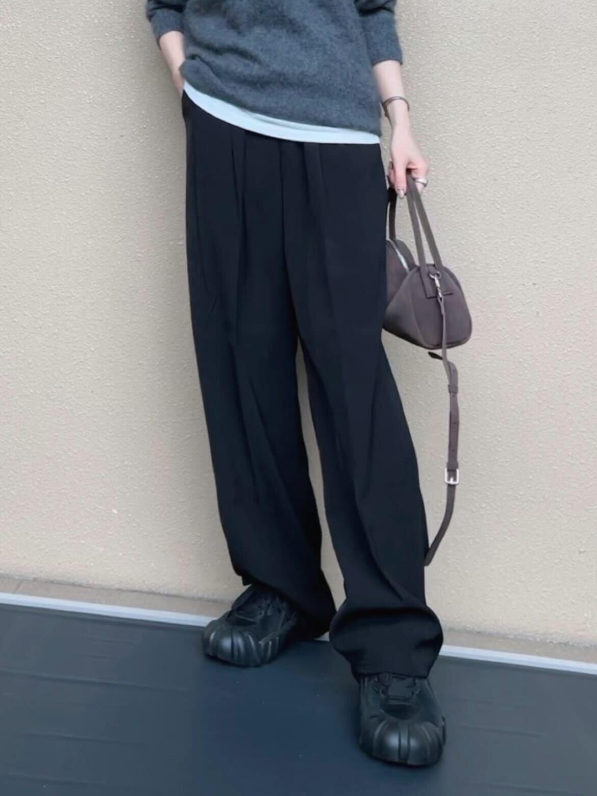 人気ディレクターmeg1006tの限定コーデセット！モヘアライクニットとタックワイドパンツセット