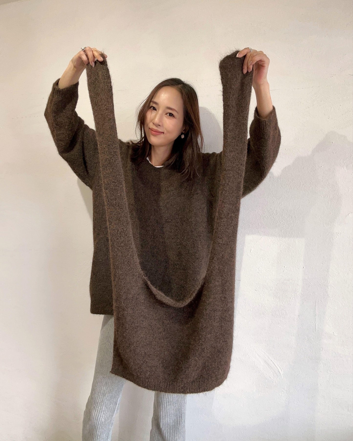 ウール混ショール付きニット