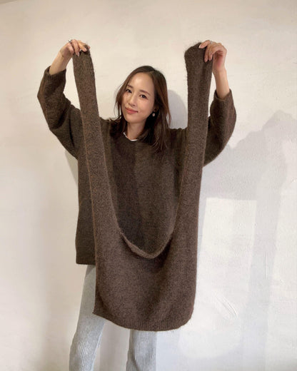 ウール混ショール付きニット