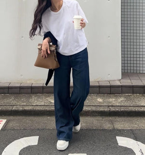 サイドパネル ワイドデニムパンツ