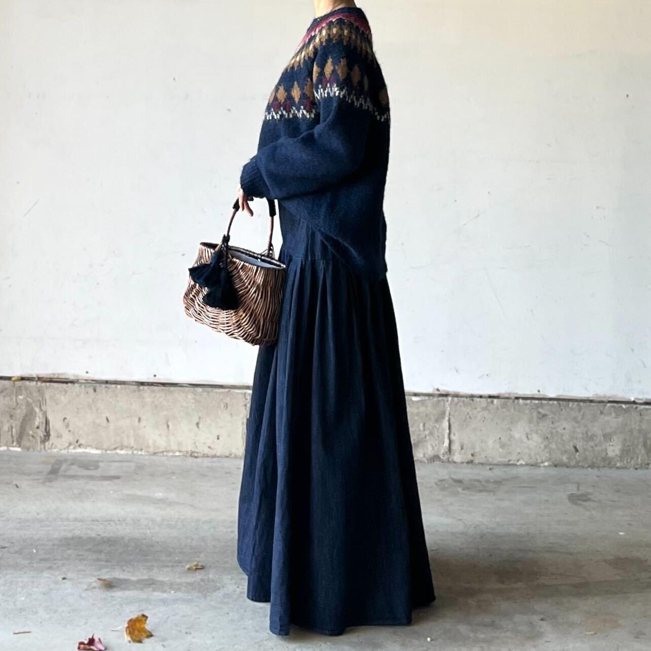 タックデニムマキシスカート