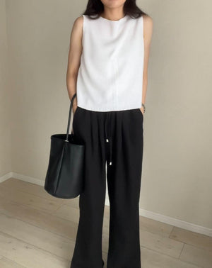 リネンブレンド ストレートイージーパンツ