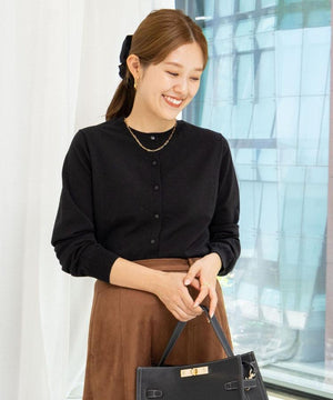 天竺クルーネックカーデ