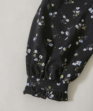 フラワープリントスタンドフリルブラウス(セットアップ可)