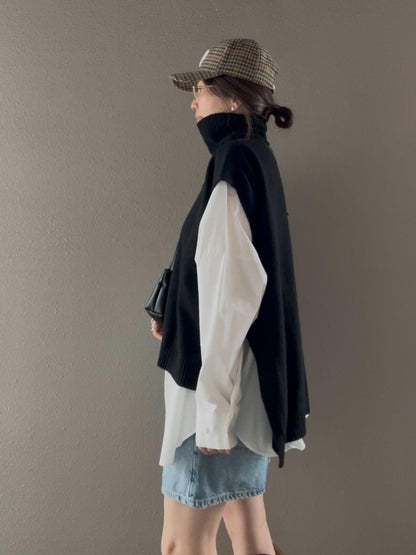 タートルネックスリットベスト