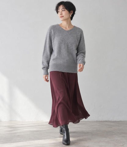 ウールカシミアホールガーメントVネックニット