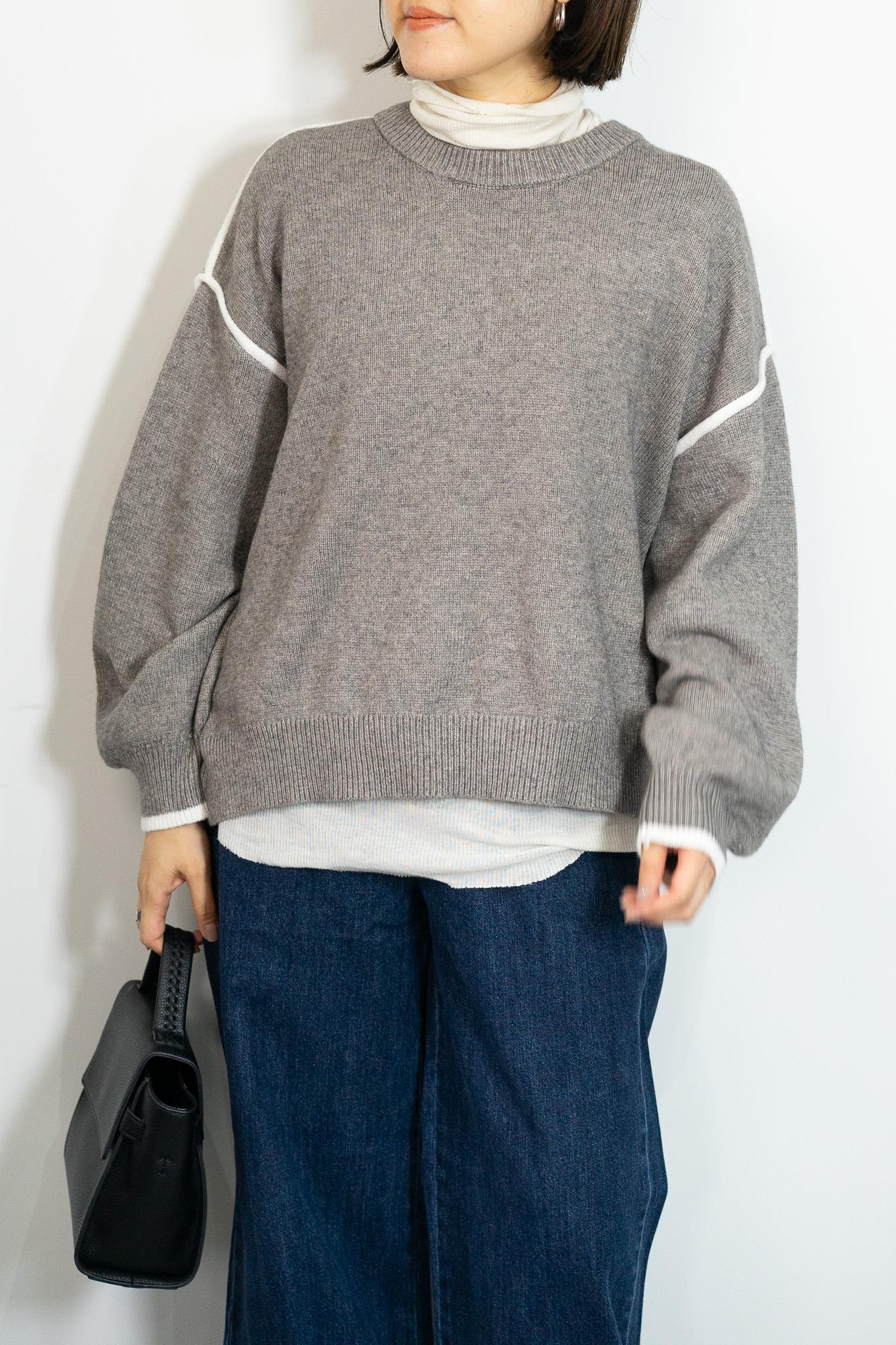 バイカラーラインニット