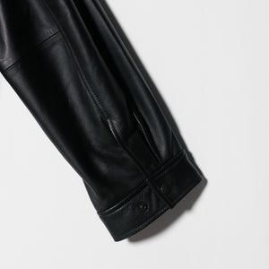 シープレザー ノーカラージップブルゾン