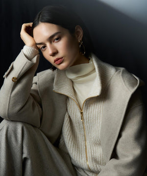 ウーステッドウール リブタートル ニット