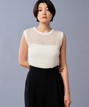 シアー リブ ノースリーブ ニット（uncrave STANDARD）
