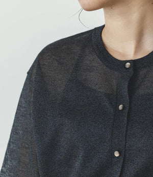 バイカラーシアーニットカーディガン