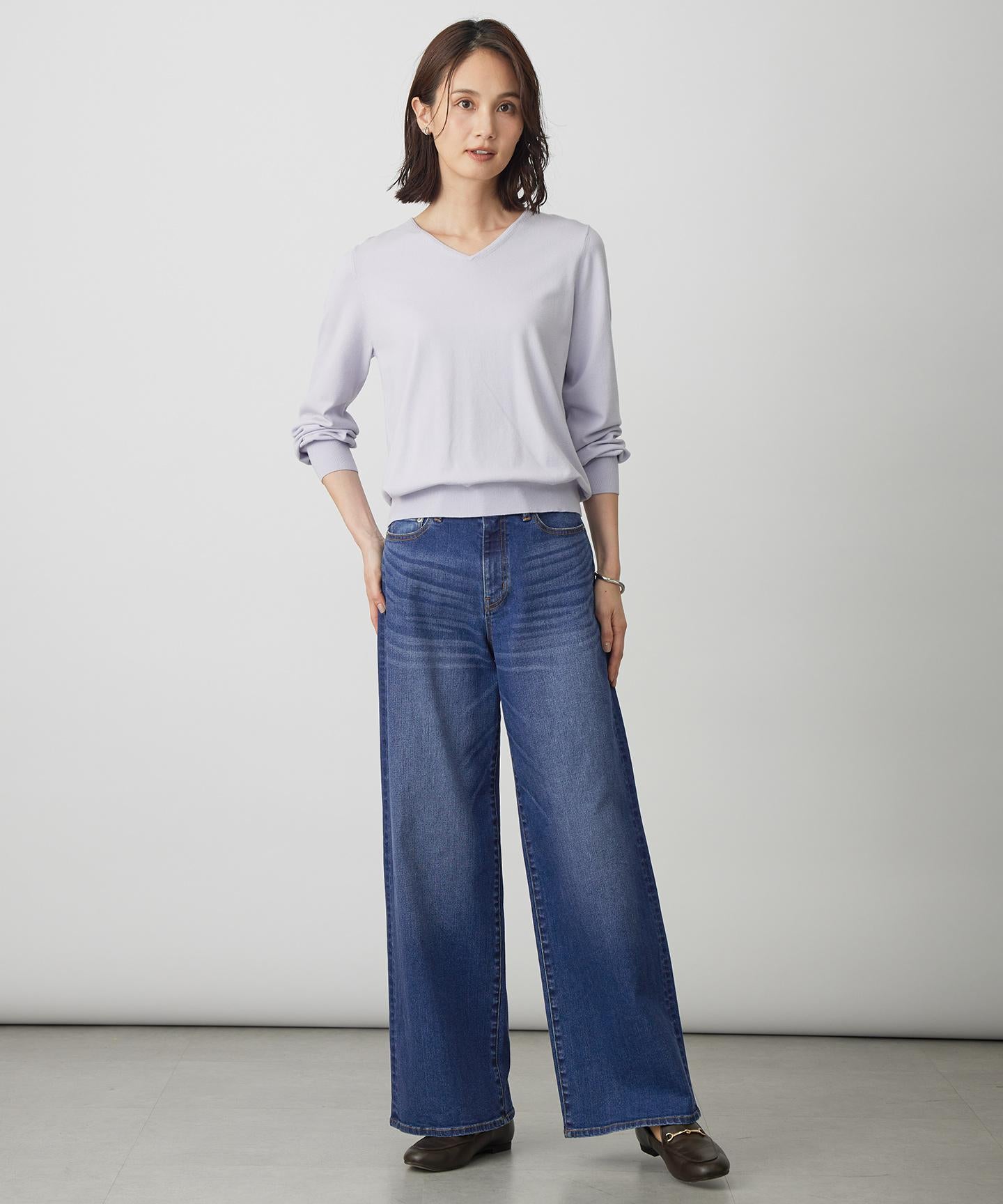 BASIC STRETCH DENIM ワイド ストレート デニム