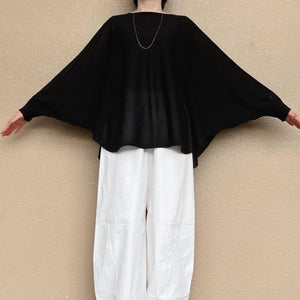 リネンざっくりニットケープ