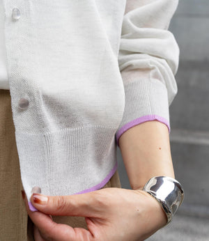 バイカラーシアーニットカーディガン