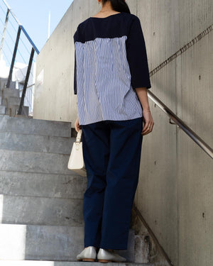 7分袖異素材切替カットソー