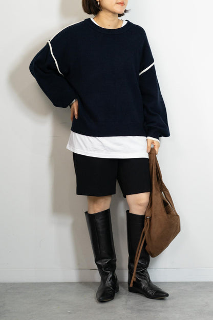 バイカラーラインニット