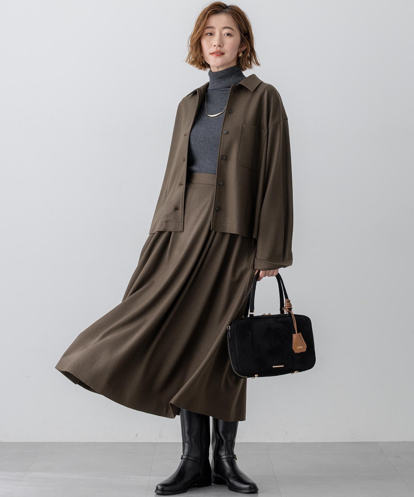 ウーステッドウール リブタートル ニット