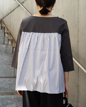7分袖異素材切替カットソー