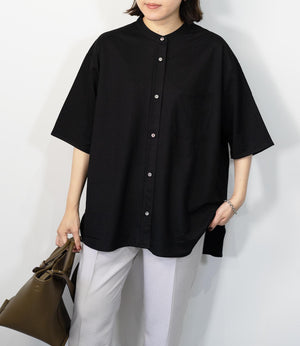 接触冷感バンドカラーシャツ