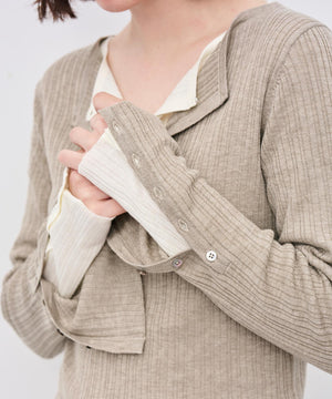 ハイゲージニット ヘンリーネックトップス