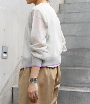 バイカラーシアーニットカーディガン