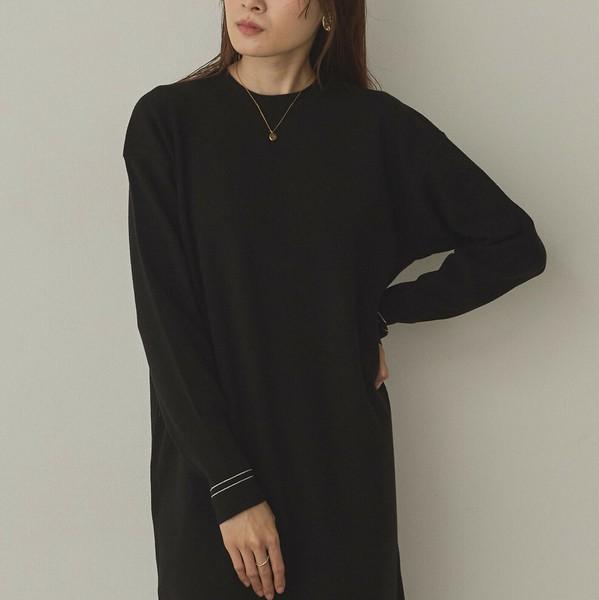 バイカラーストレートニットワンピース