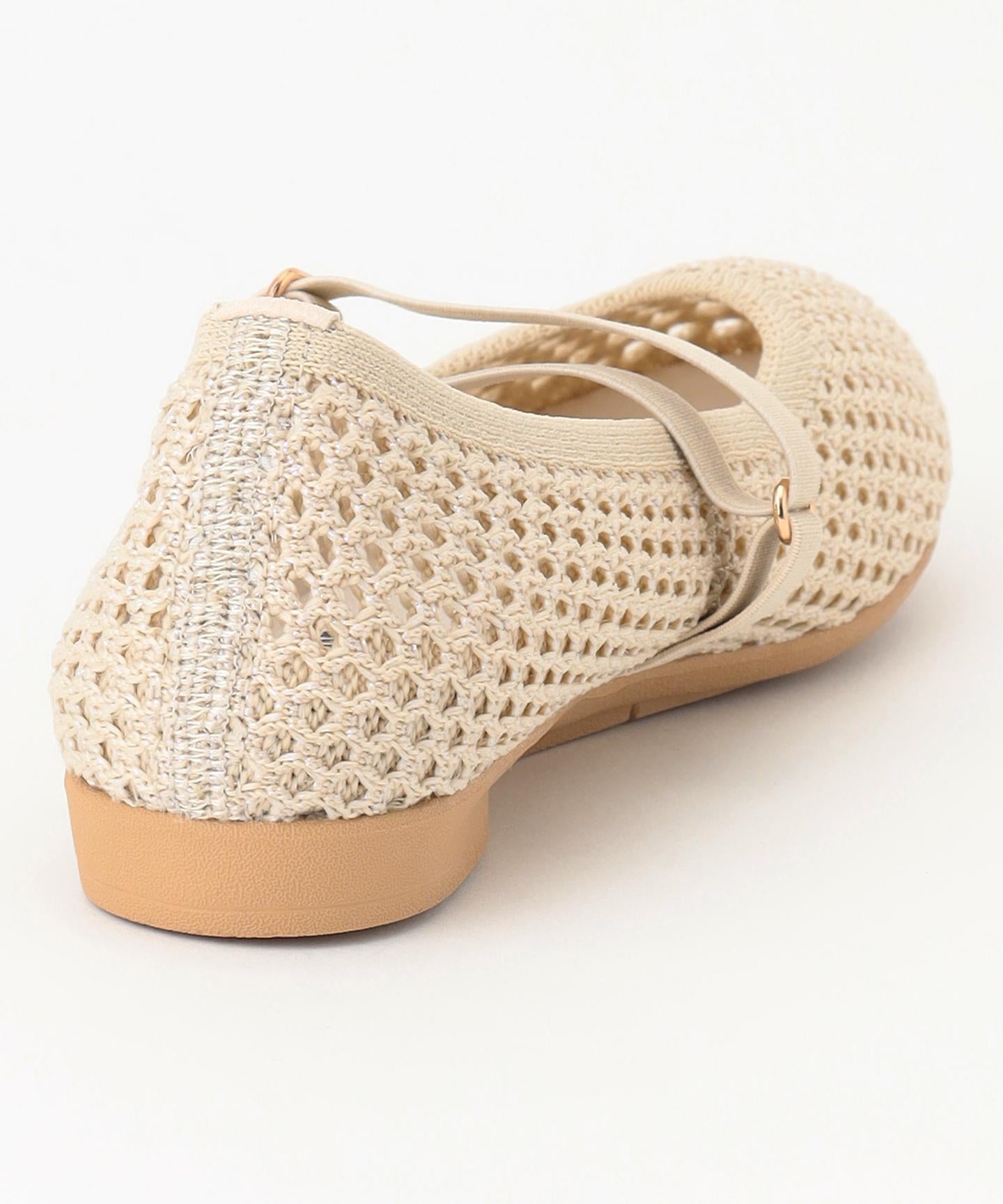 ラウンド メッシュ バレエパンプス