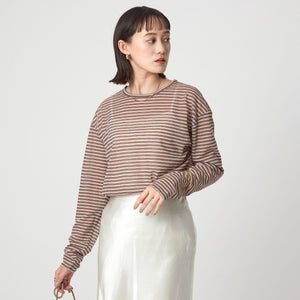 シアー マルチボーダー ロングスリーブ Tシャツ