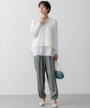 ドレープサテン 2WAY ドロスト パンツ