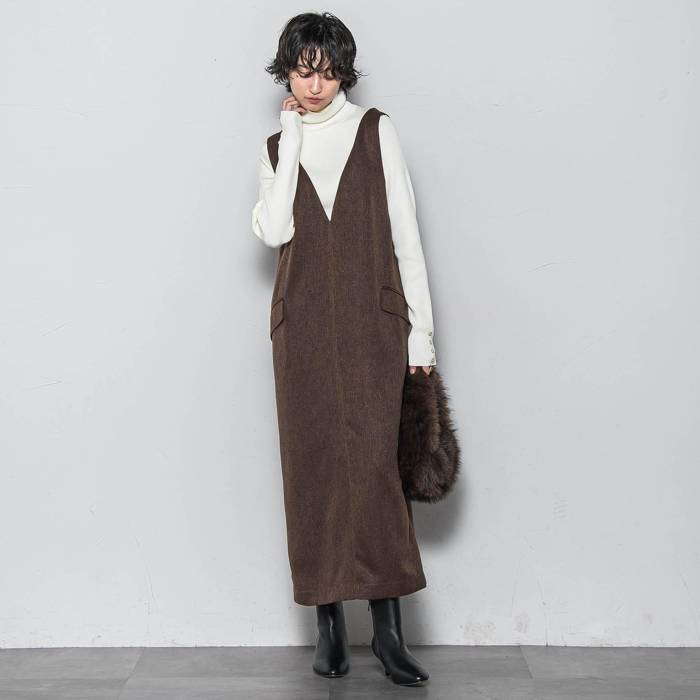 リブタートルニットプルオーバー≪手洗い可能≫