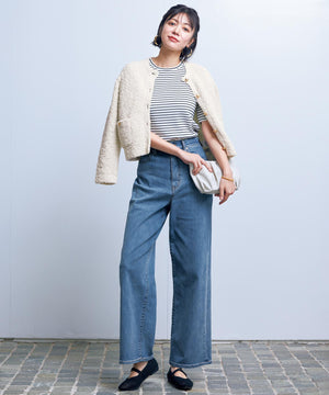 撥水 ワイドストレートデニム
