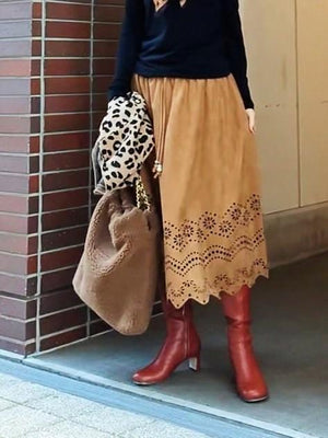 スエードパンチングスカート