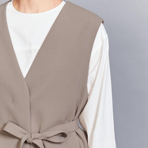 【WEB限定 Wardrobe DAILY MINIMAL】ダブルクロス リボンベルトジレ -ウォッシャブル-