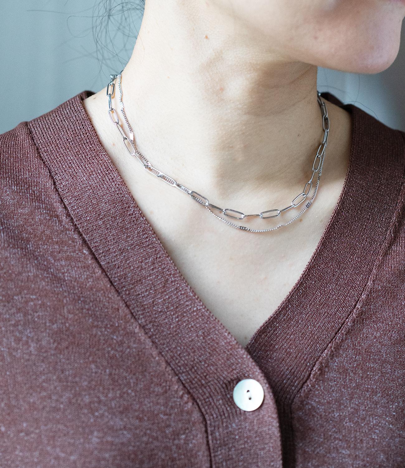 オーバルチェーンツインネックレス