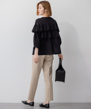 クリアトリコットジャージー フリルデザイン カットソー