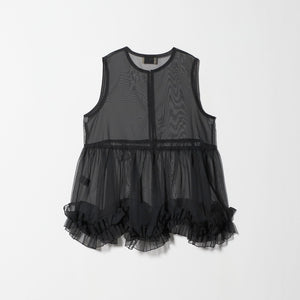 シアー オーガンジー フリル ブラウス ウォッシャブル