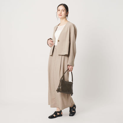 ポリエステルブレンド カラーレス ショートジャケット