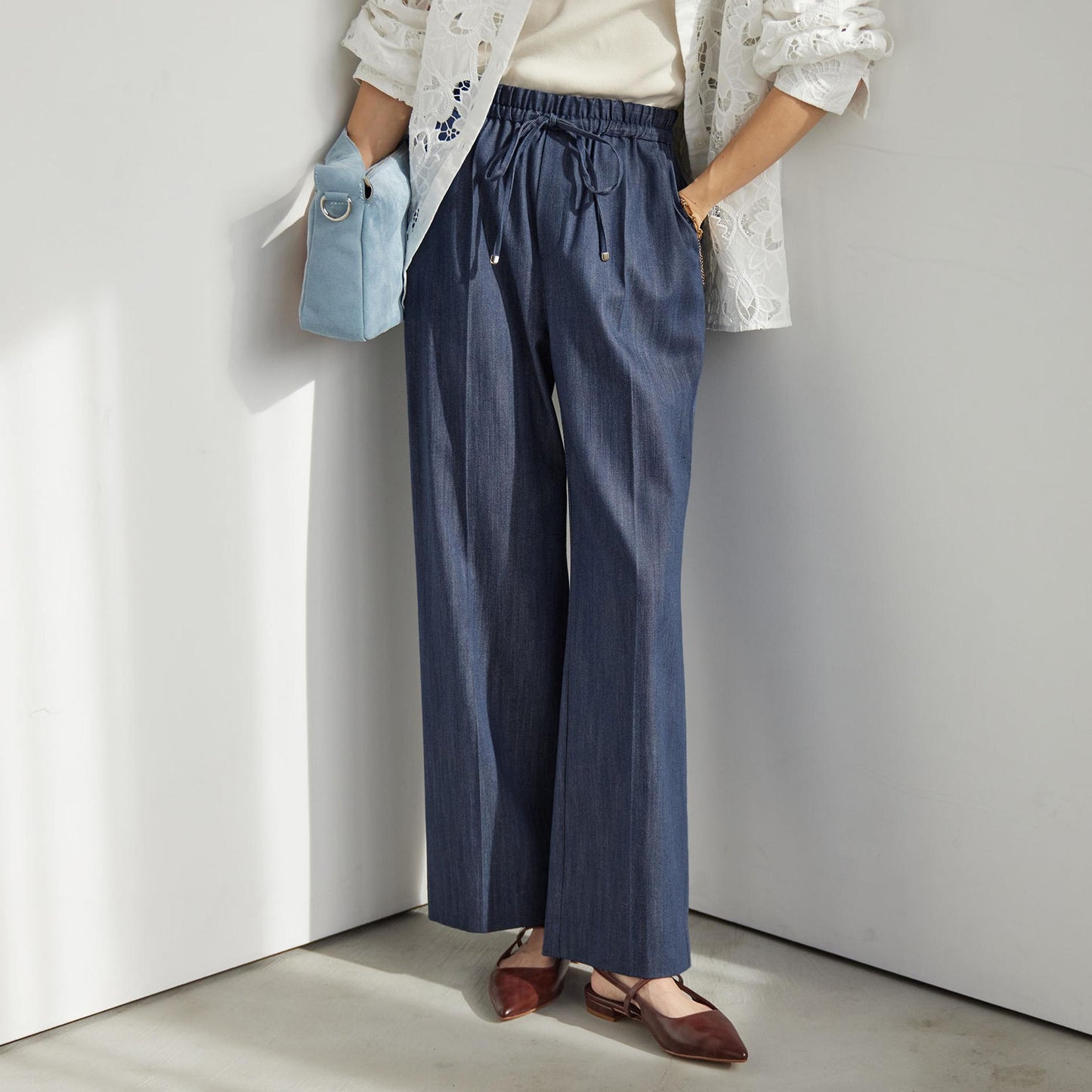 ［size SHORT/TALLあり］ニーハイフレアパンツ デニム 2 ストレッチ