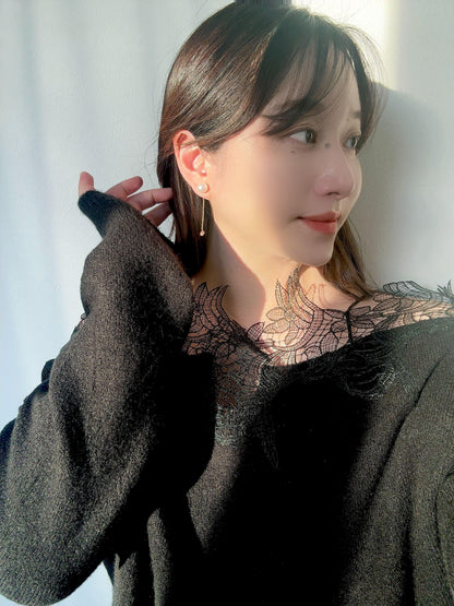 レースデザインオフショルニット