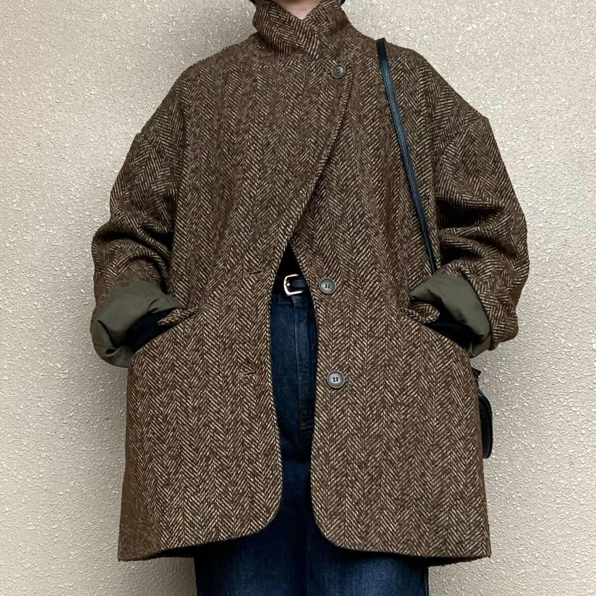ヘリンボーンジャケットコート
